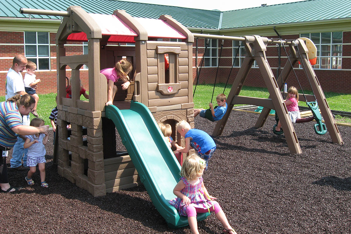 Outdoor playground with students